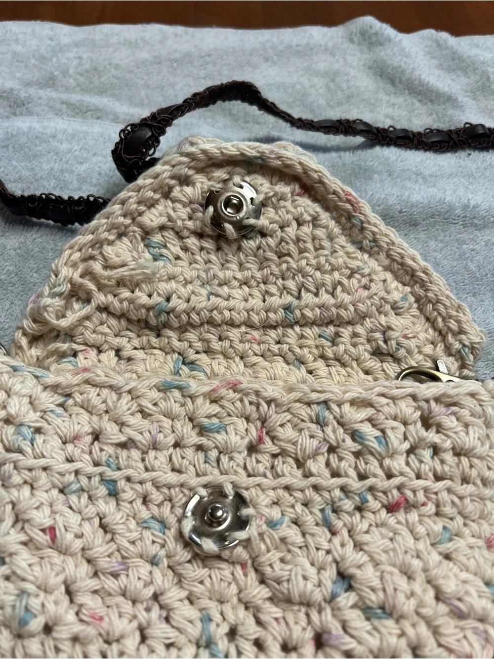 Handcrafted Cream Crochet Crossbody Bag with beautiful butterfly Accent